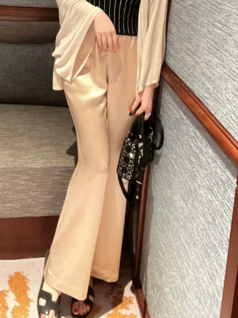 Champagne Gold Satin Wide Leg Pants | Elevated Lounge Wear